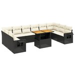 vidaXL Salon de jardin 11 Pièces avec coussins noir résine tressée