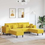 vidaXL Canapé en velours avec coussin 3 Pièces Jaune 208 cm Velours