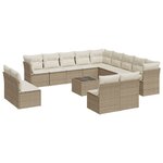 vidaXL Salon de jardin avec coussins 14 Pièces beige résine tressée