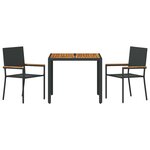 Ensemble de Salle à Manger de Jardin 3 Pièces Poly Rattan Noir vidaXL