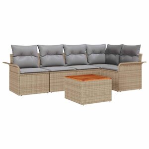 vidaXL Ensemble de canapé de jardin 6 Pièces Beige et Gris clair
