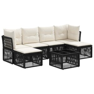 vidaXL Ensemble de canapé de jardin 7 Pièces Noir polyrotin