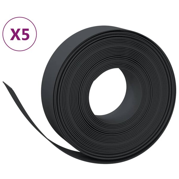 vidaXL Bordures de jardin 5 Pièces noir 10 m 15 cm polyéthylène
