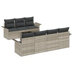 vidaXL Ensemble de 8 canapés de jardin avec coussins gris clair en rotin poly