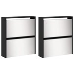 vidaXL Armoire à chaussures avec miroir à 4 niveaux noir 63x17x134 cm