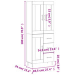 vidaXL Buffet haut Sonoma gris 69 5x34x180 cm Bois d'ingénierie