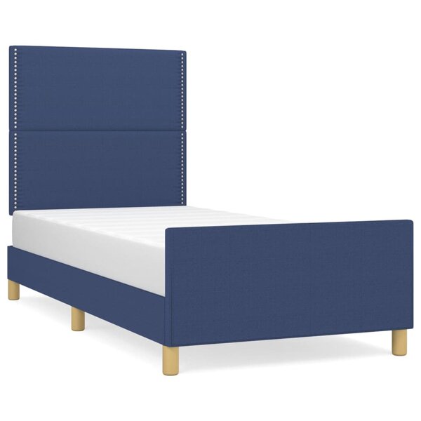 vidaXL Cadre de lit avec tête de lit Bleu 90x200 cm Tissu