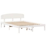 vidaXL Cadre de lit avec tête de lit Blanc 160 x 200 cm Pin massif