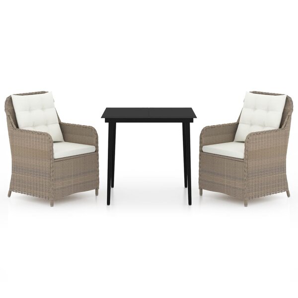 vidaXL Ensemble à manger de jardin 3 Pièces Marron