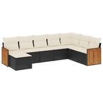 vidaXL Salon de jardin 8 Pièces avec coussins noir résine tressée