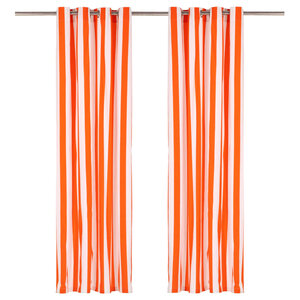 Vidaxl rideaux et anneaux en métal 2 pcs tissu 140x225cm rayure orange
