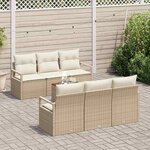 vidaXL Ensemble de canapé de jardin 7 Pièces Beige et blanc