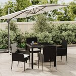 vidaXL Ensemble à manger de jardin coussins 5Pièces Noir Résine tressée