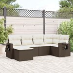 vidaXL Salon de jardin avec coussins 6 Pièces marron résine tressée