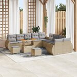 vidaXL Ensemble de Canapé de Jardin 13 Pièces avec Coussins Beige Poly Rattan Acacia