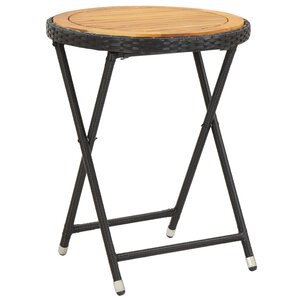 vidaXL Table à thé Noir 60 cm Résine tressée et bois d'acacia solide