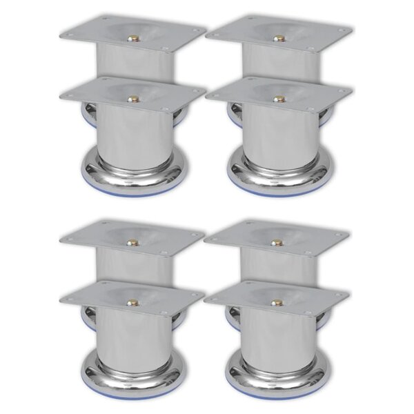 vidaXL Pieds ronds de canapé 8 Pièces Chrome 60 mm