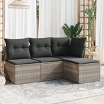 vidaXL Salon de jardin 4 Pièces avec coussins gris clair résine tressée