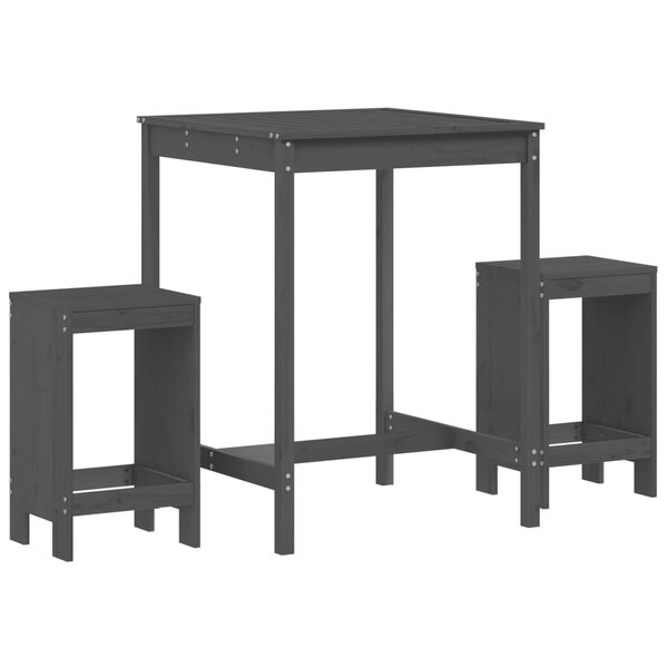 vidaXL Ensemble de bar de jardin 3 Pièces gris bois de pin massif