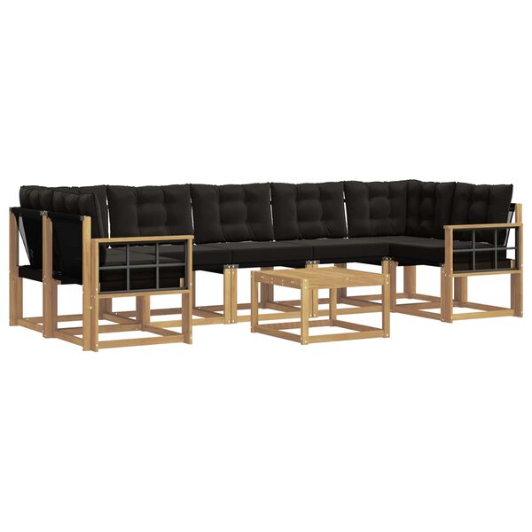 vidaXL Ensemble de canapés d'extérieur 8 pc Blanc et noir