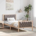 vidaXL Cadre de lit avec tête de lit Taupe 90 x 190 cm Pin massif