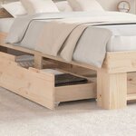 vidaXL Cadre de lit avec tiroir Marron 140 x 190 cm Bois massif en pin