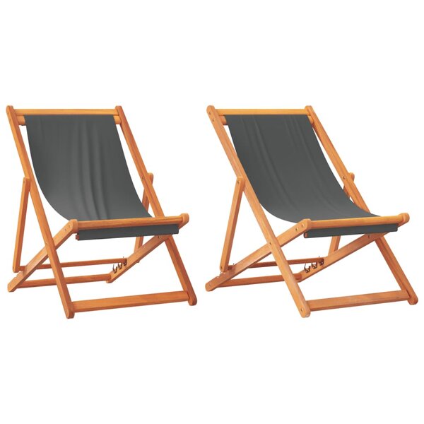 vidaXL Chaises de plage pliables lot de 2 gris tissu