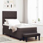 vidaXL Lit à ressorts avec tête de lit Marron foncé 100 x 200 cm tissu
