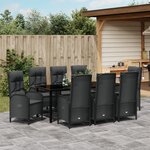 vidaXL Ensemble de salle à manger de jardin 9 pièces noir Rattan Poly
