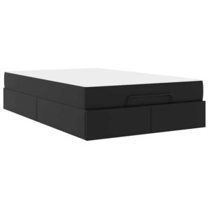 vidaXL Cadre de lit avec matelas Noir 120 x 200 cm Faux cuir
