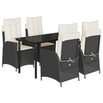 vidaXL Ensemble à manger de jardin coussins 5Pièces Noir Résine tressée