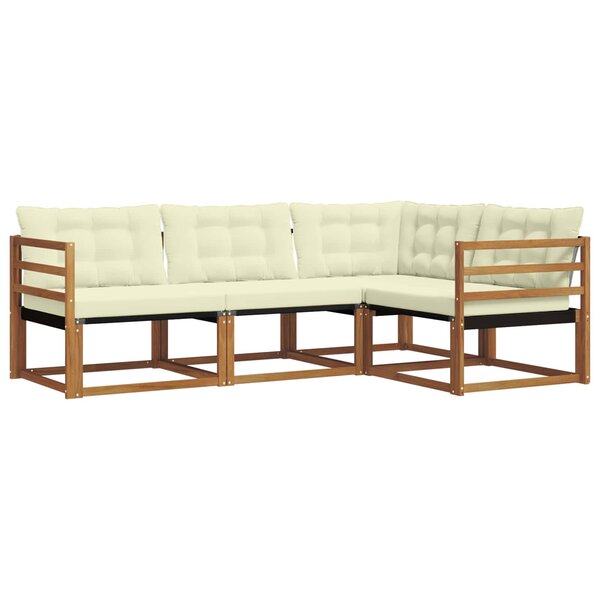 vidaXL Ensemble de canapés d'extérieur 4 pc Naturel et Crème