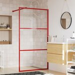 vidaXL Paroi de douche avec verre ESG transparent rouge 100x195 cm