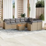 vidaXL Salon de jardin et coussins 10 Pièces mélange beige résine tressée