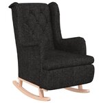 vidaXL Fauteuil avec pieds à bascule en bois d'hévéa Noir Tissu