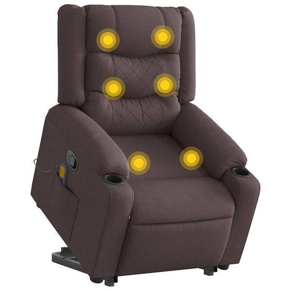 vidaXL Fauteuil inclinable de massage Marron foncé Tissu