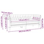 vidaXL Canapé Chesterfield Gris clair 201.5 x 74.5 x 74.5 cm tissu