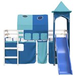 vidaXL Lit mezzanine enfants avec tour bleu 80x200cm bois pin massif