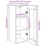 vidaXL Meuble mural Chêne noir 34 5 x 34 x 90 cm