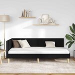 vidaXL Cadre de lit d'angle Noir 100 cm x 200 cm Tissu et Contreplaqué