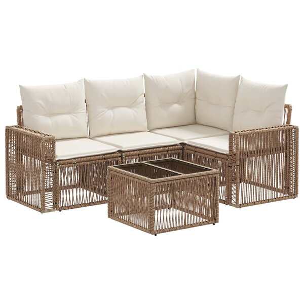 vidaXL Ensemble de canapé de jardin 5 Pièces Beige et blanc crème