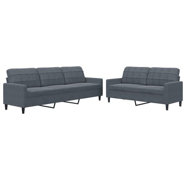 vidaXL Ensemble de canapés 2 Pièces avec coussins Gris foncé Velours