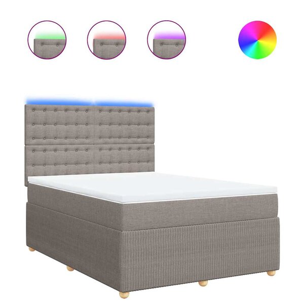 vidaXL Sommier à lattes de lit avec matelas Taupe 140x190 cm Tissu