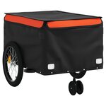 vidaXL Remorque de vélo noir et orange 45 kg fer