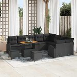 vidaXL Ensemble de canapé de jardin 12 Pièces Noir Poly rotin