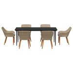 vidaXL Ensemble de Salle à Manger de Jardin de 7 Pièces en Osier Poly Beige