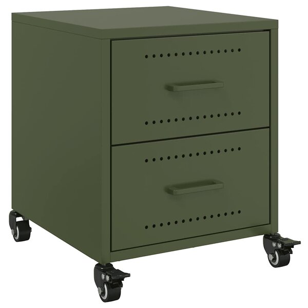 vidaXL Table de chevet vert olive 36x39x43 5 cm acier