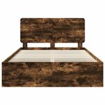 vidaXL Cadre de lit Chêne fumé 140 x 190 cm Bois de pin massif