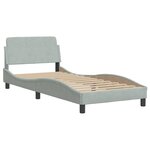 vidaXL Cadre de lit avec tête de lit Gris clair 90x190 cm Velours