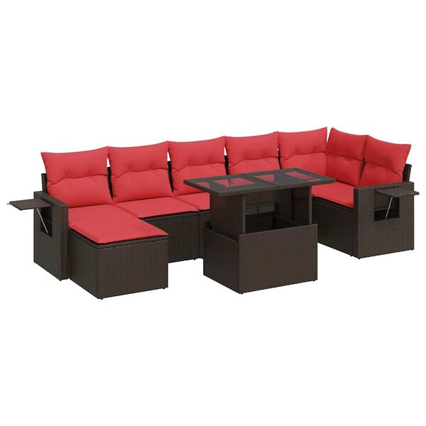 vidaXL Salon de jardin 8Pièces avec coussins marron résine tressée acacia